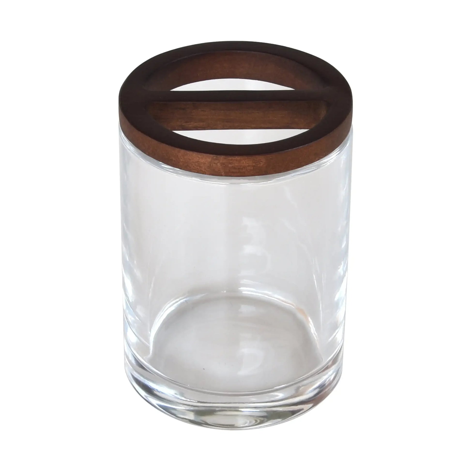 Acacia Wood and Glass Toothbrush Holder