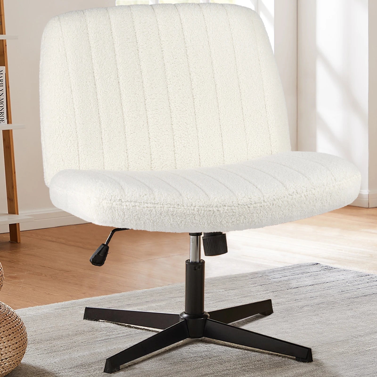 Wide, Armless, Adjustable, Swivel, Cross Legged Rocking Gaming Chair.