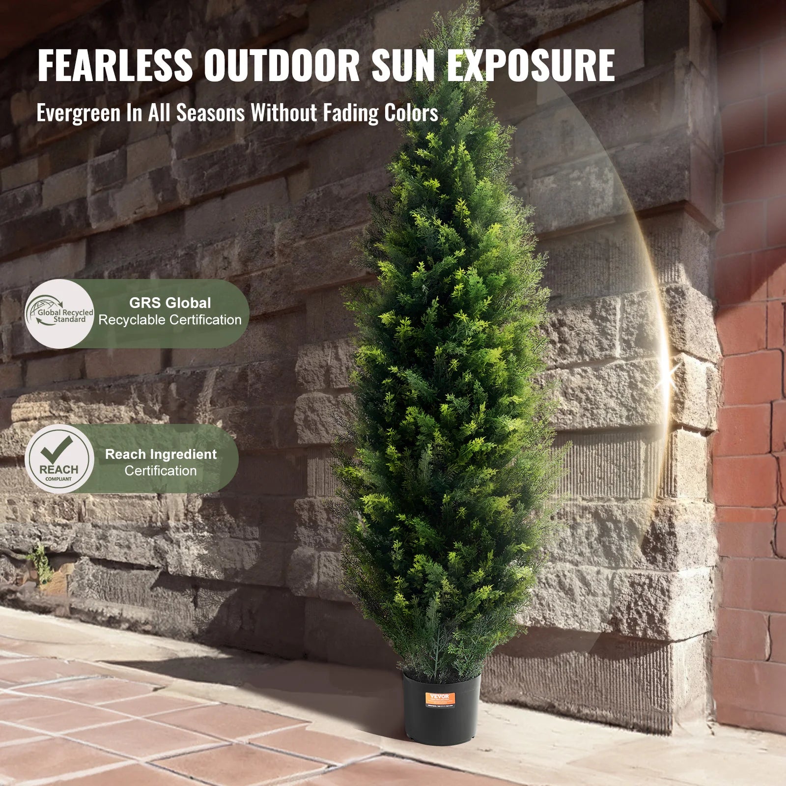 Artificial Cedar Topiary Tree  for Outdoor Home Decor with ten extra leaves.