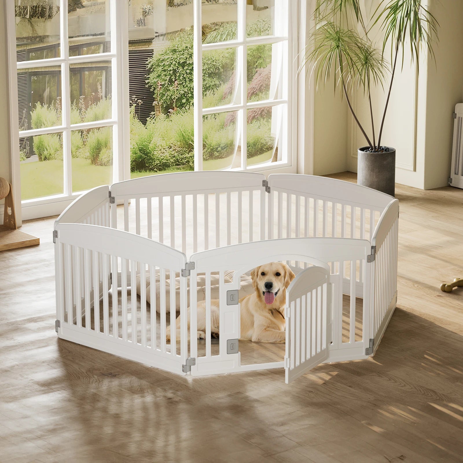 Plastic Dog Expandable and Durable Playpen. Foldable and Durable for Use Indoor or Outdoor with  Small to Medium Pets