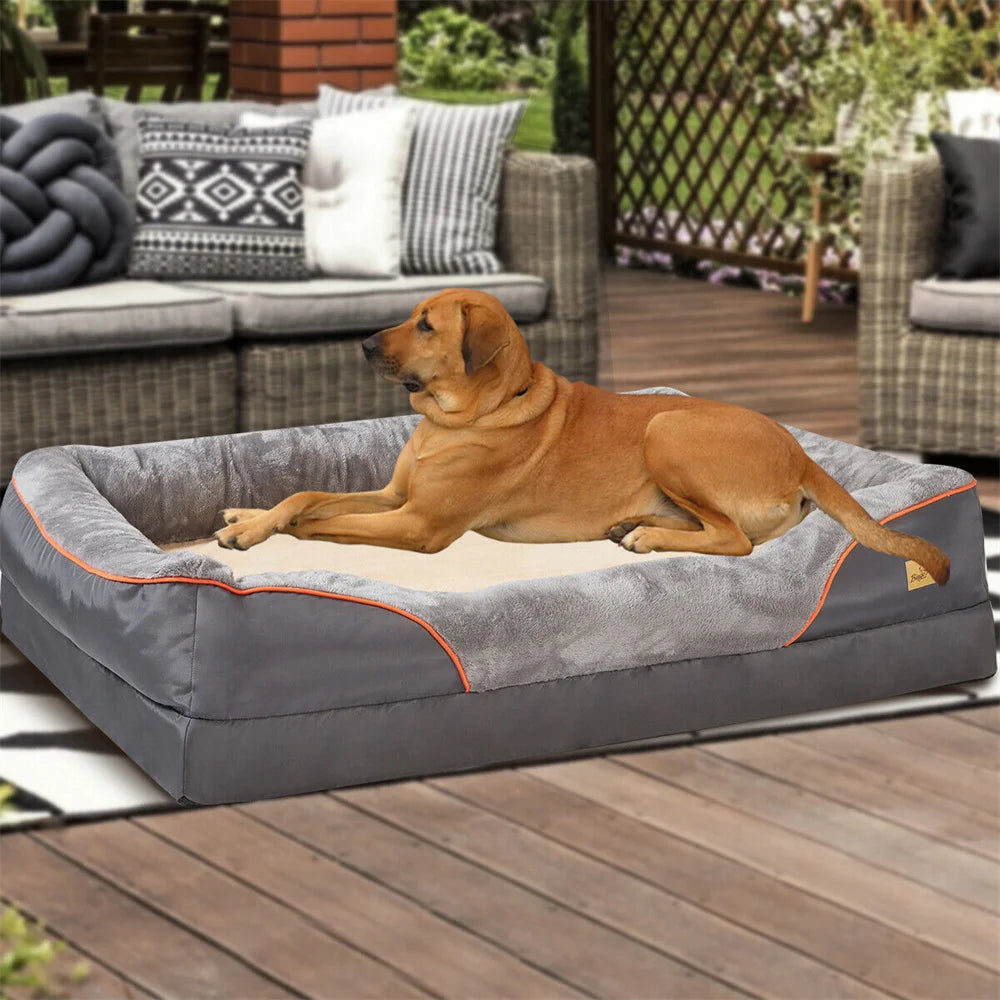 Large Orthopedic Waterproof Memory Foam Pet Sofa with Removable Cover