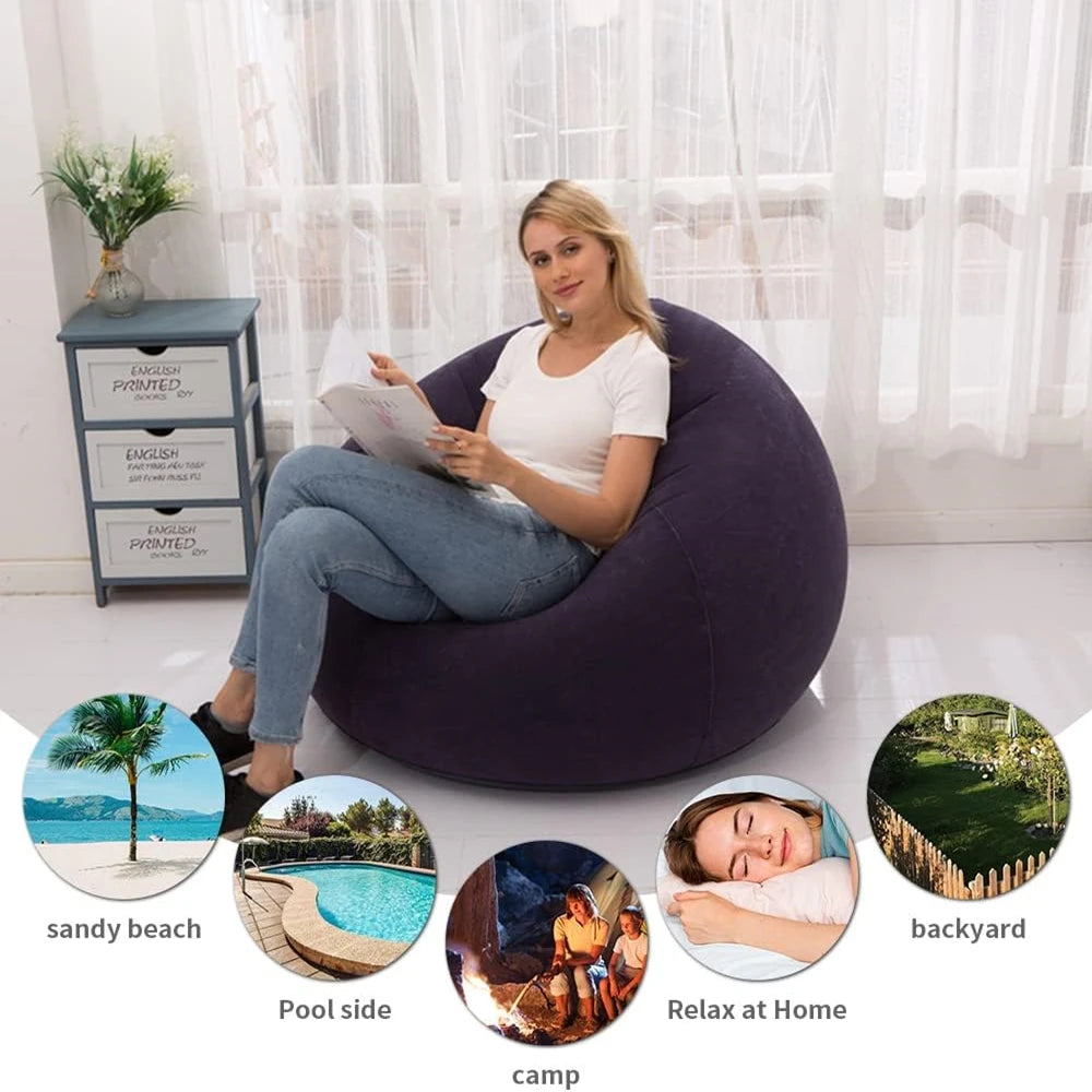 Large Soft and Comfortable Inflatable Sofa Bean Bag Chair with Air Pump Included.
