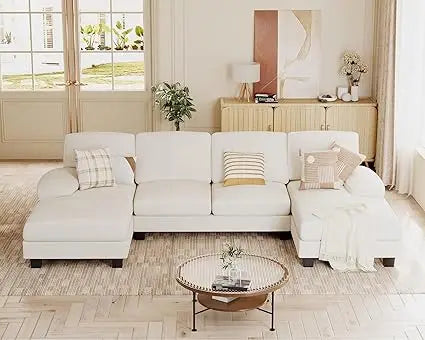 4-Seat Sectional U-Shaped Couches with Chenille Fabric with Removable Pillows. Various Colors.