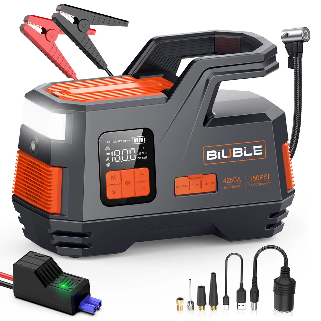 Portable Car Jump Starter Power Bank with Air Compressor and Inflator Pump