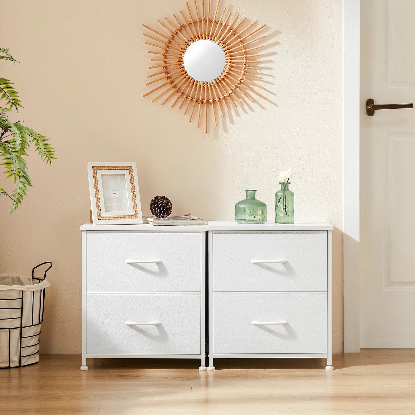 Bedside Nightstand or Sofa Table with Fabric Drawers