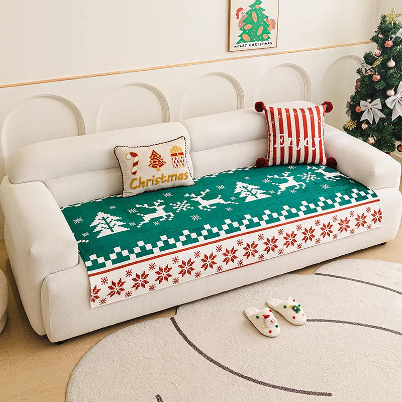 Winter or Christmas Flannel Anti-Slip Sofa Cover