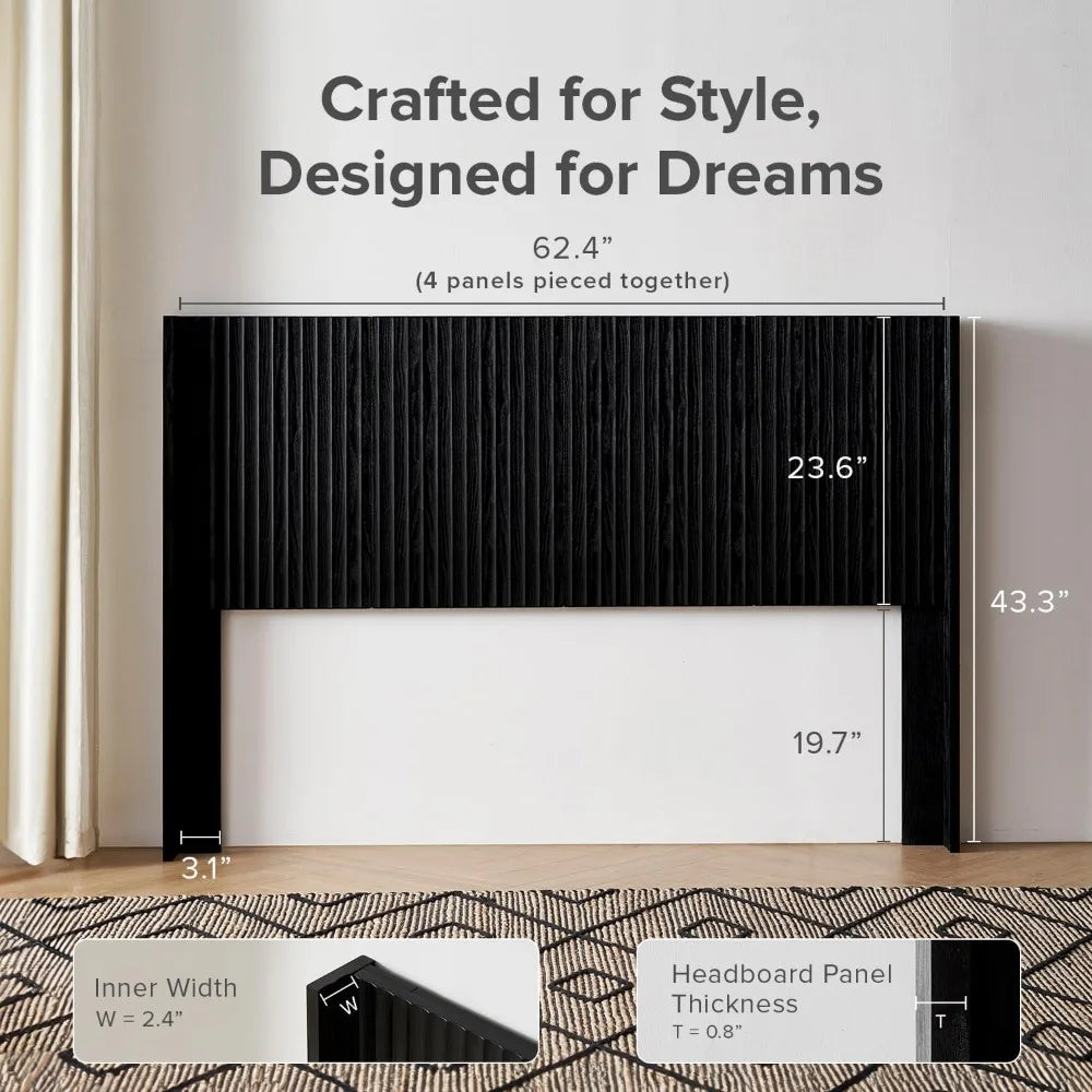 62.4" Wooden Wall Mount Queen Size Headboard