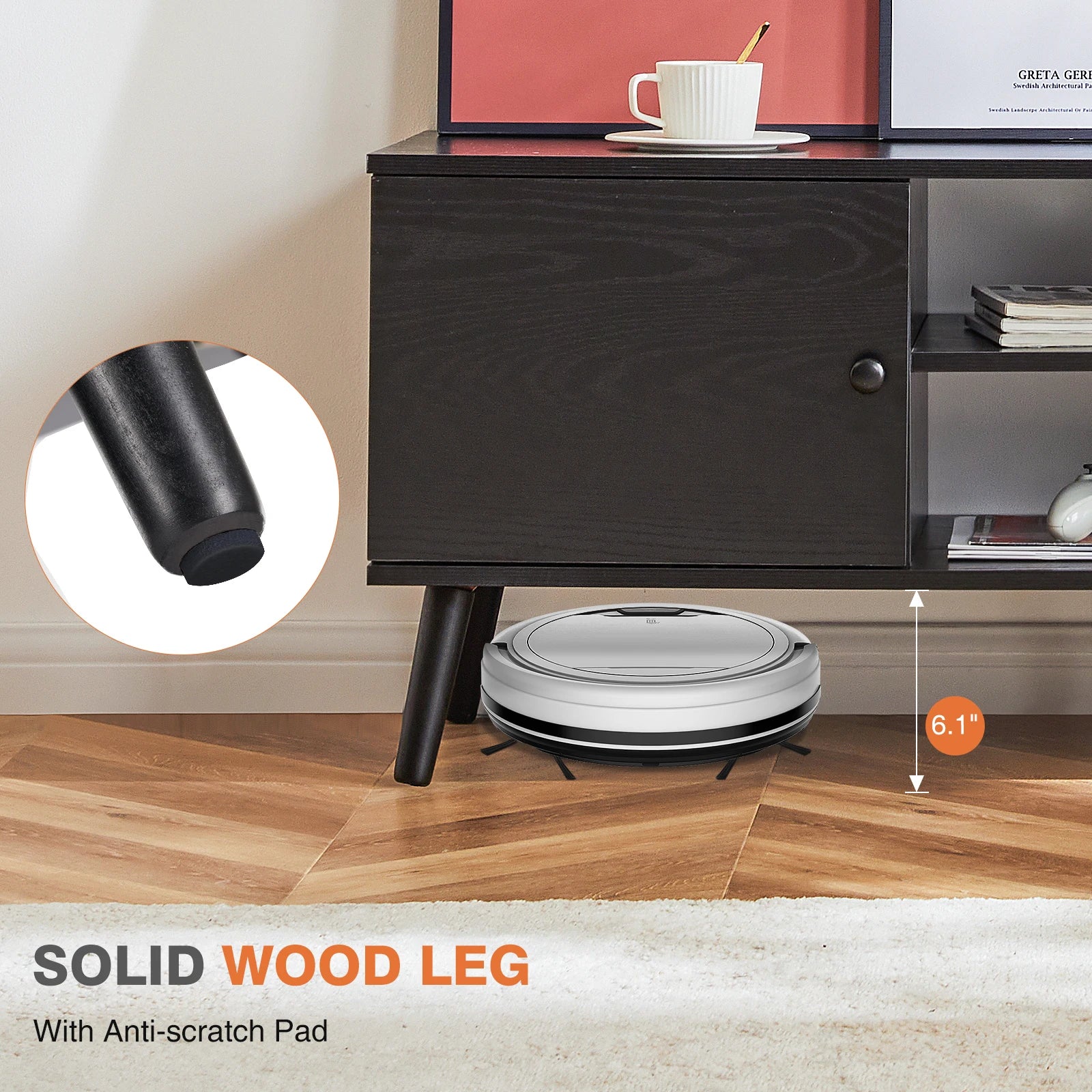 Wooden Stand/Entertainment Center For Up To 60 Inch TV with two Cabinets, Adjustable Shelf  and Two Cord Holes