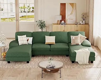 4-Seat Sectional U-Shaped Couches with Chenille Fabric with Removable Pillows. Various Colors.