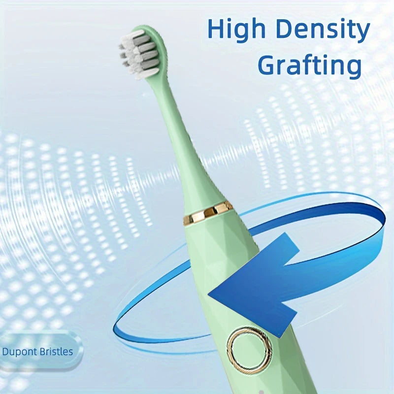 Adult 5-Mode Waterproof Electric Rotary Cleaning Toothbrush With Timer; USB Rechargeable Toothbrush with 10 heads