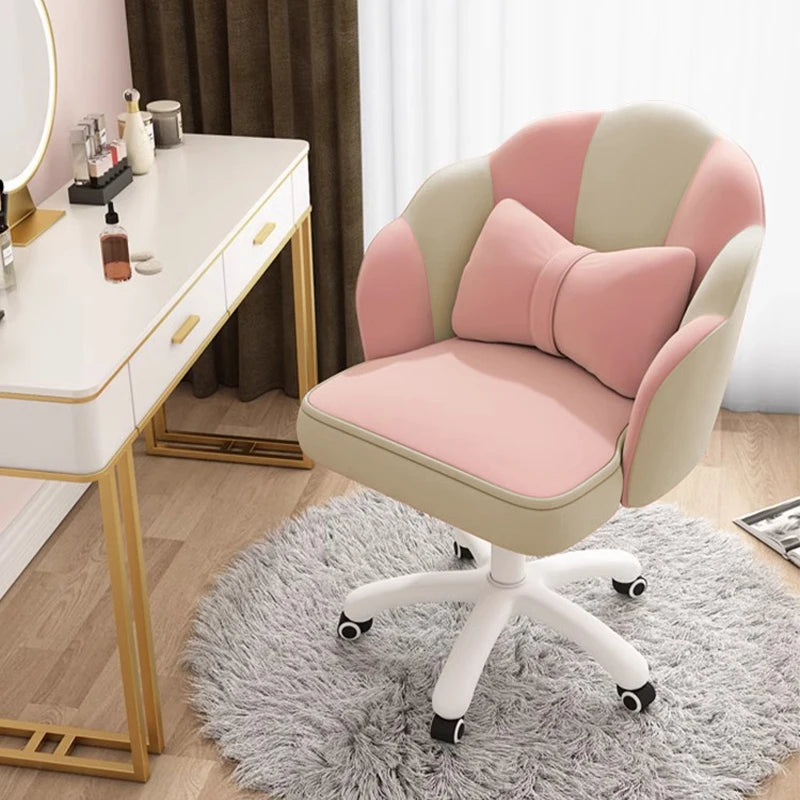 Velvet Petal or Butterfly Chair used as Vanity or Desk Chair with Bow Pillow. Various colors.