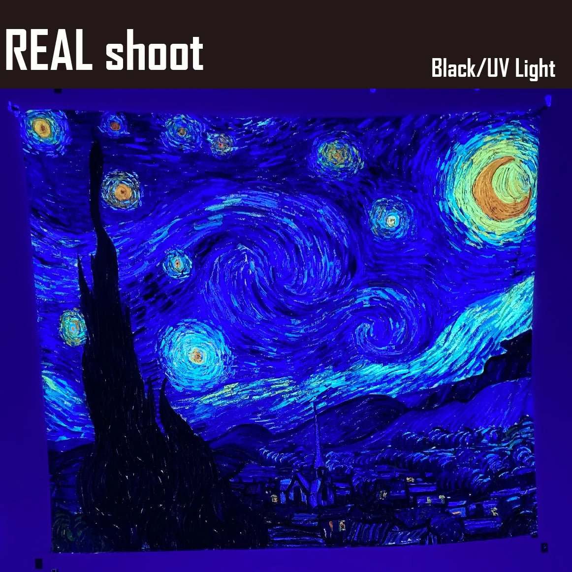 Van Gogh Abstract UV  Blacklight Wall Tapestry