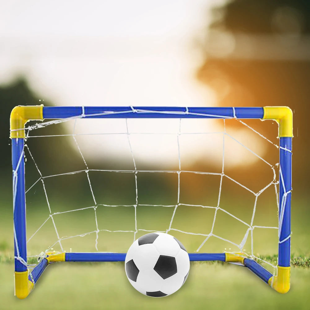 Foldable and Movable Soccer Goal with Net for Training and Practice with Soccer Ball Pump.