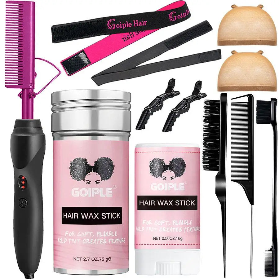 Professional Electric Comb 2-in-1 Straightening Hair Brush and Flat Iron with Faux Diamond Handle.
