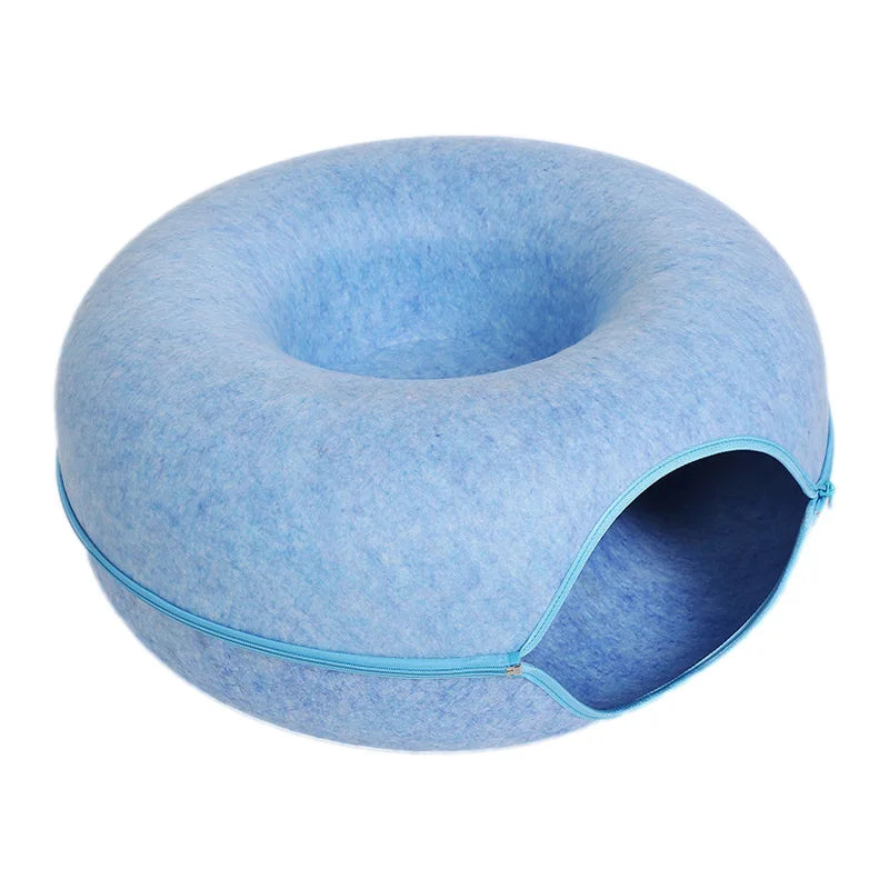 Donut Cat Bed for 2 Cats with zipper to open up.