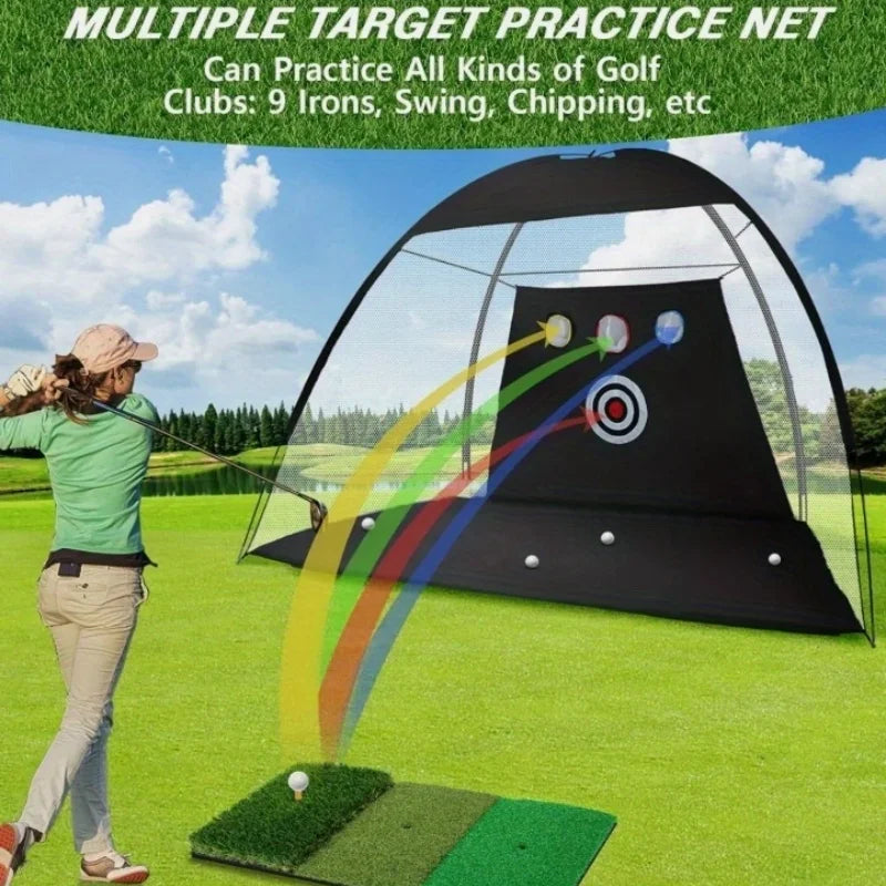 10 x 7 Golf Practice Set with Net and 3 layers of lawn mat and carrying bag.
