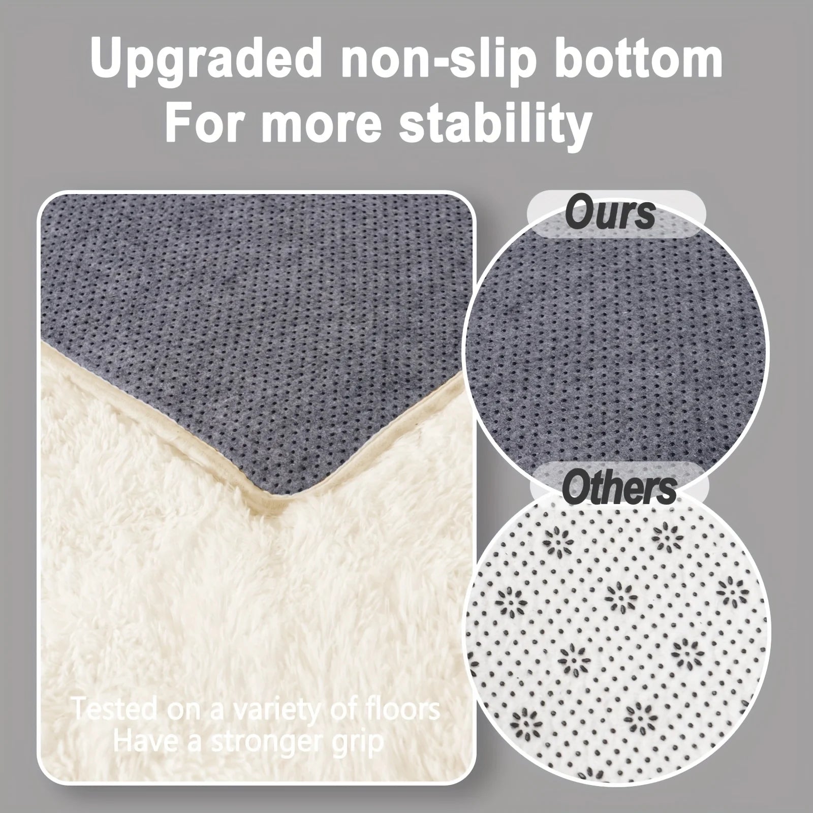Off-White Soft Shaggy Plush Non-Slip Carpet Rugs