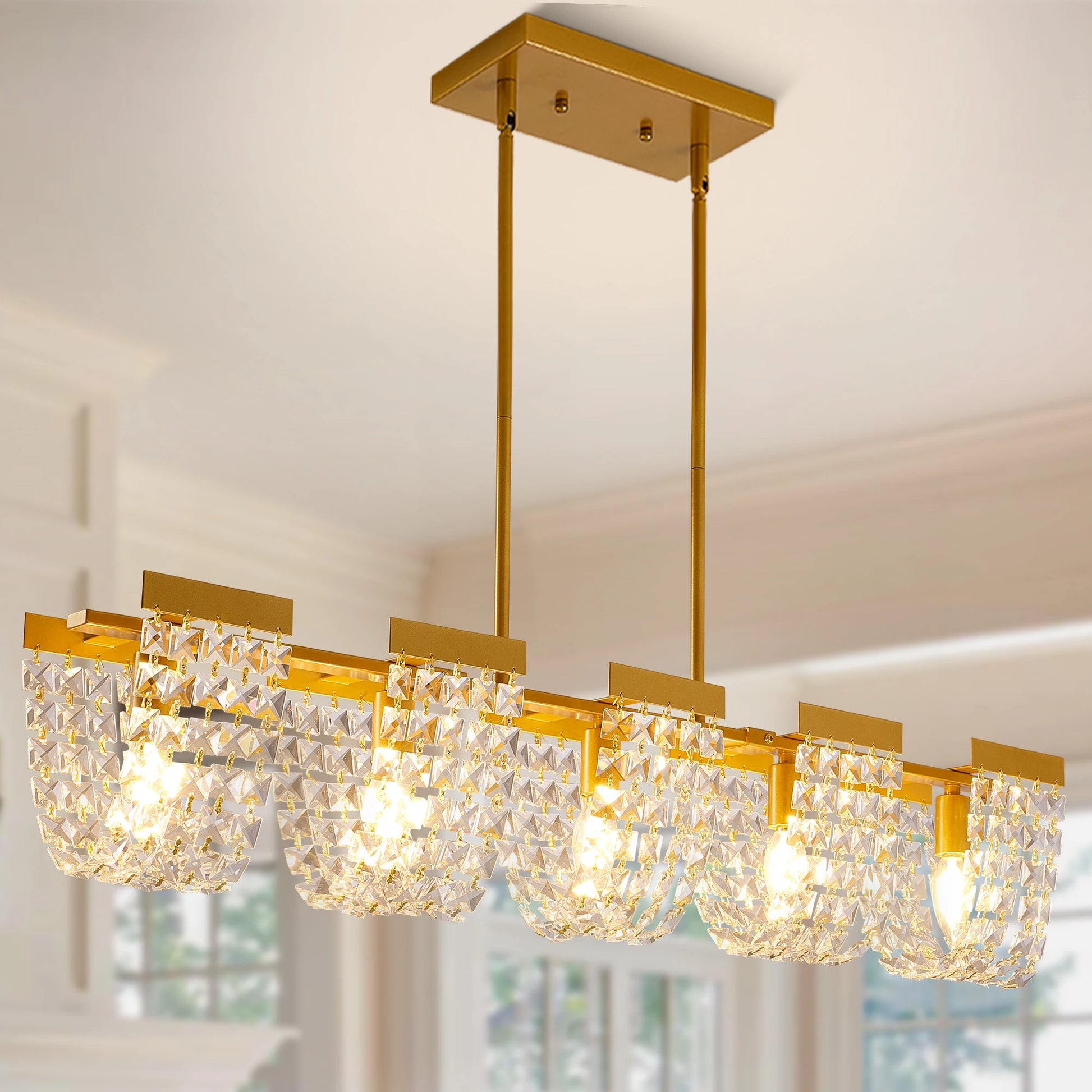 LED 5-Light Luxury Multi-room K9 Black or Gold Chandelier