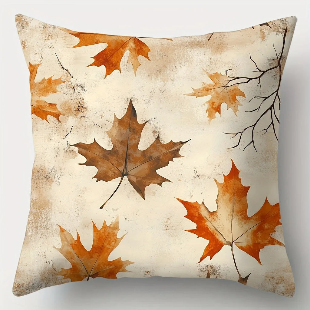 Throw Pillow Cover with Autumn Decor Pattern