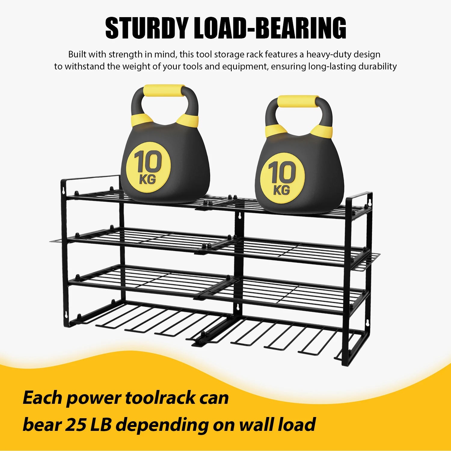 Heavy Duty Metal Wall Mount Power Tool Organizer for Garage.