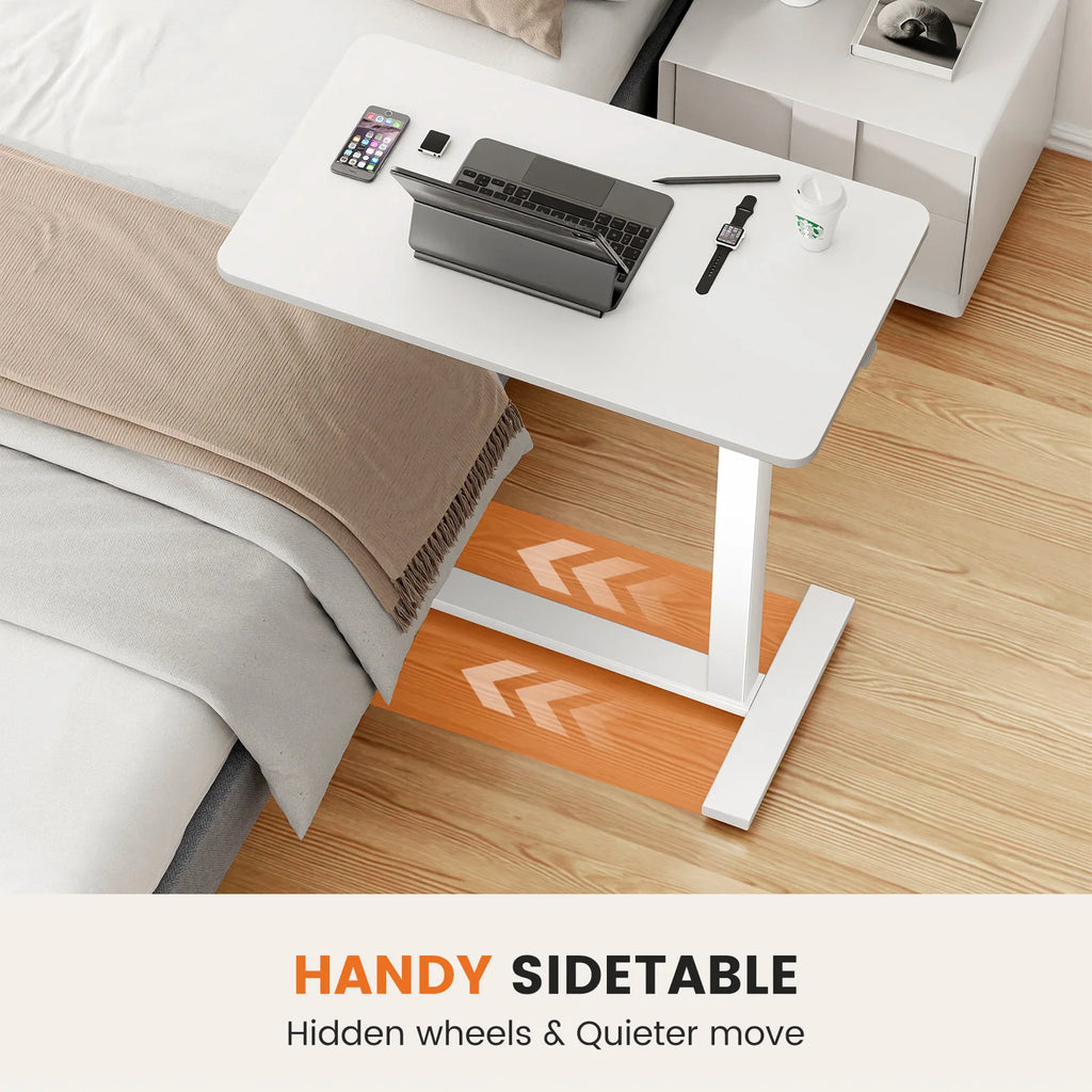 Multi-Use Table with Hidden Casters and Adjustable Height for Use with Sofa, Chair or Bed