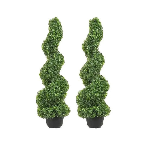 1 or 2 piece Artificial Spiral or Ball Shape Boxwood Topiary 24/36/48 in high realistic greenery