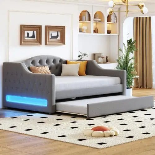 Upholstered Full Size Daybed with 2 Drawers and USB.