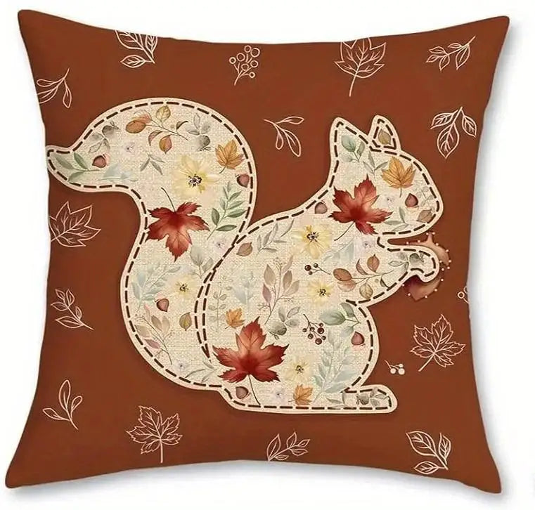 Pillow cover with autumn pattern and zipper