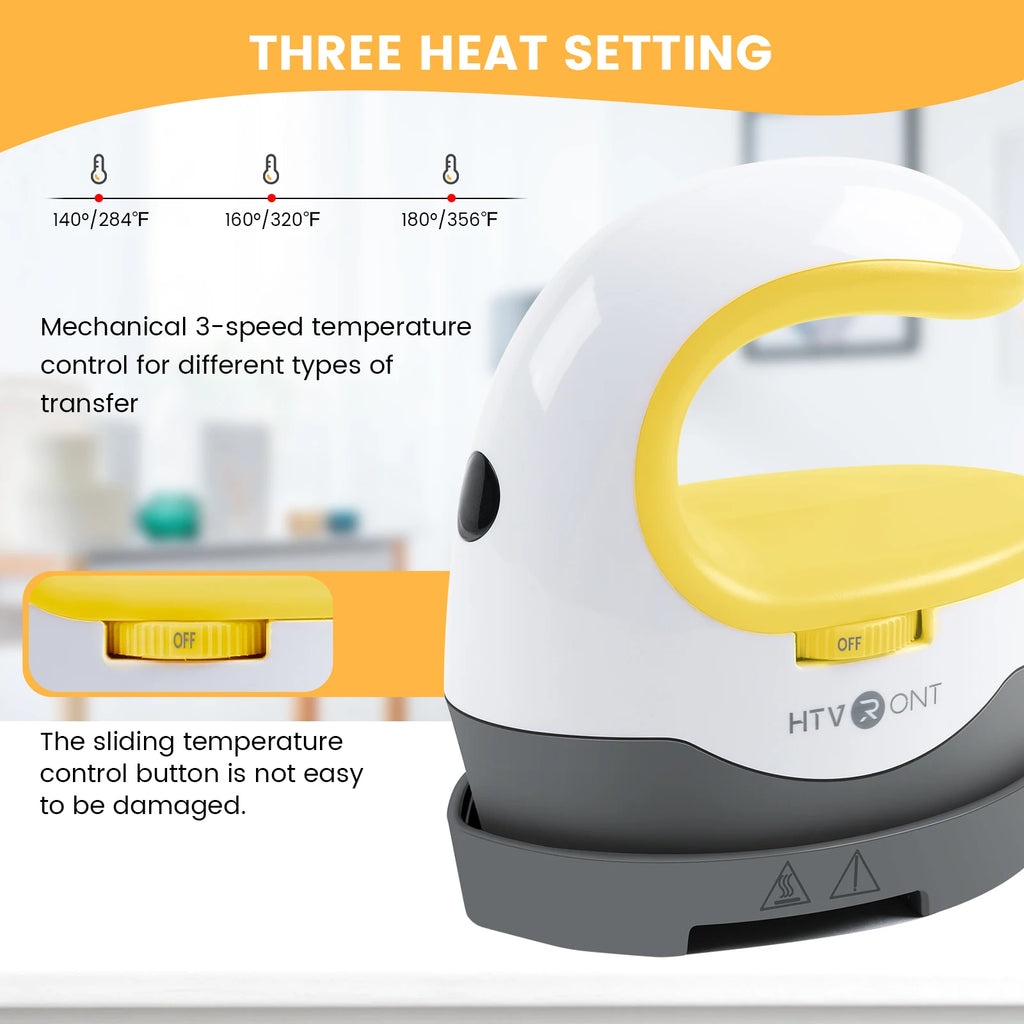 Portable Mini Heat Press Machine and Transfer Iron with Three Heat Settings