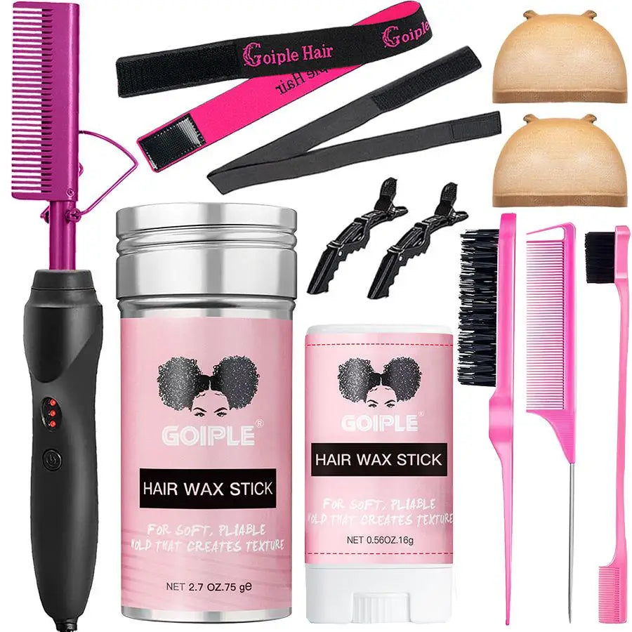 Professional Electric Comb 2-in-1 Straightening Hair Brush and Flat Iron with Faux Diamond Handle.