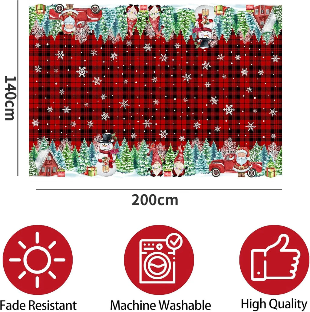 Christmas Snowman Waterproof Tablecloth Party Decor Xmas Washable Red Green Plaid Table Cloths Kitchen Dining Room Table Decor