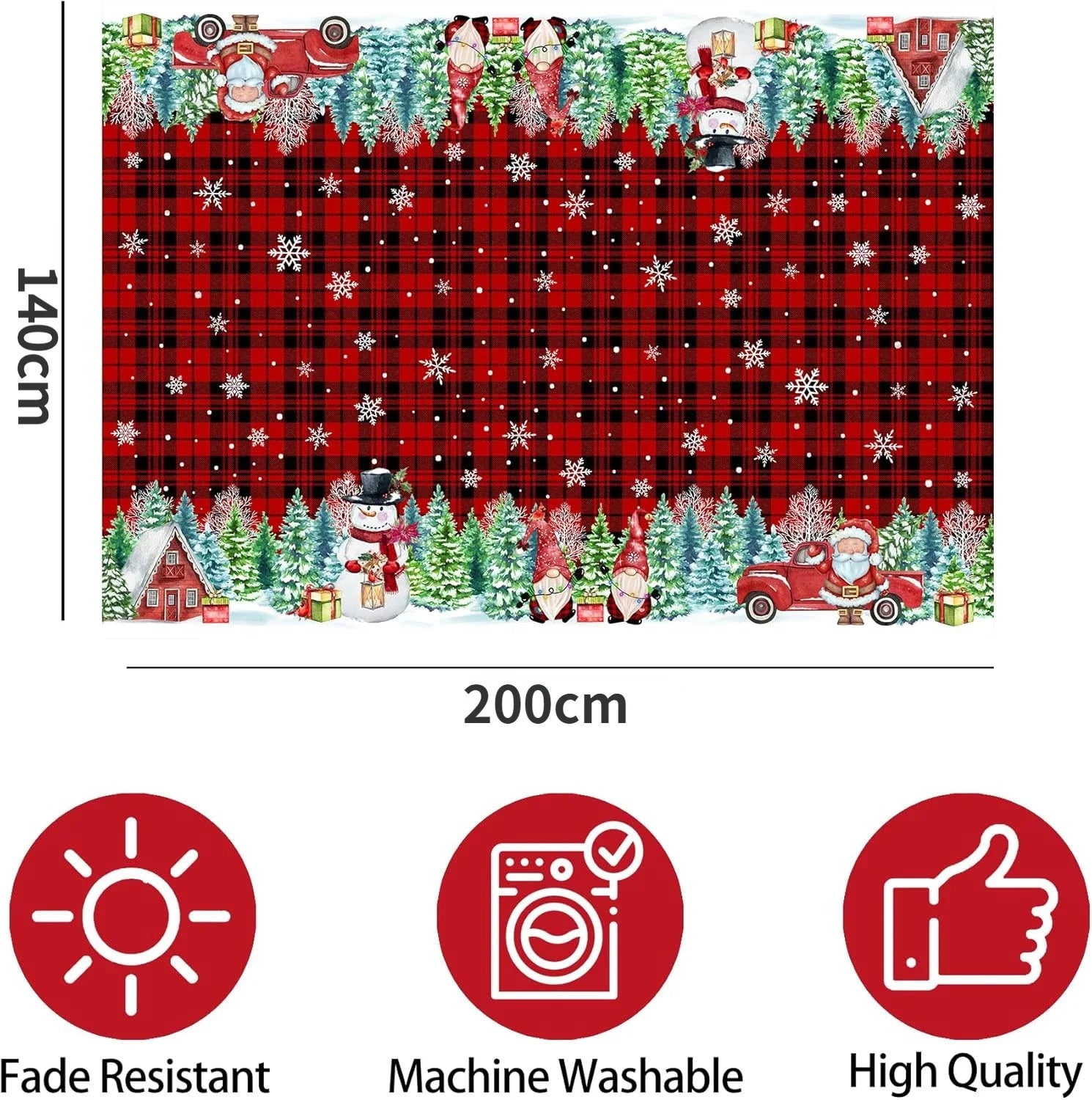 Christmas Snowman Waterproof Tablecloth Party Decor Xmas Washable Red Green Plaid Table Cloths Kitchen Dining Room Table Decor