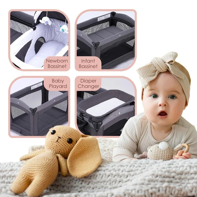 Deluxe Nursery Center with Foldable Play yard for Baby & Toddler with Changing Table for Newborn.
