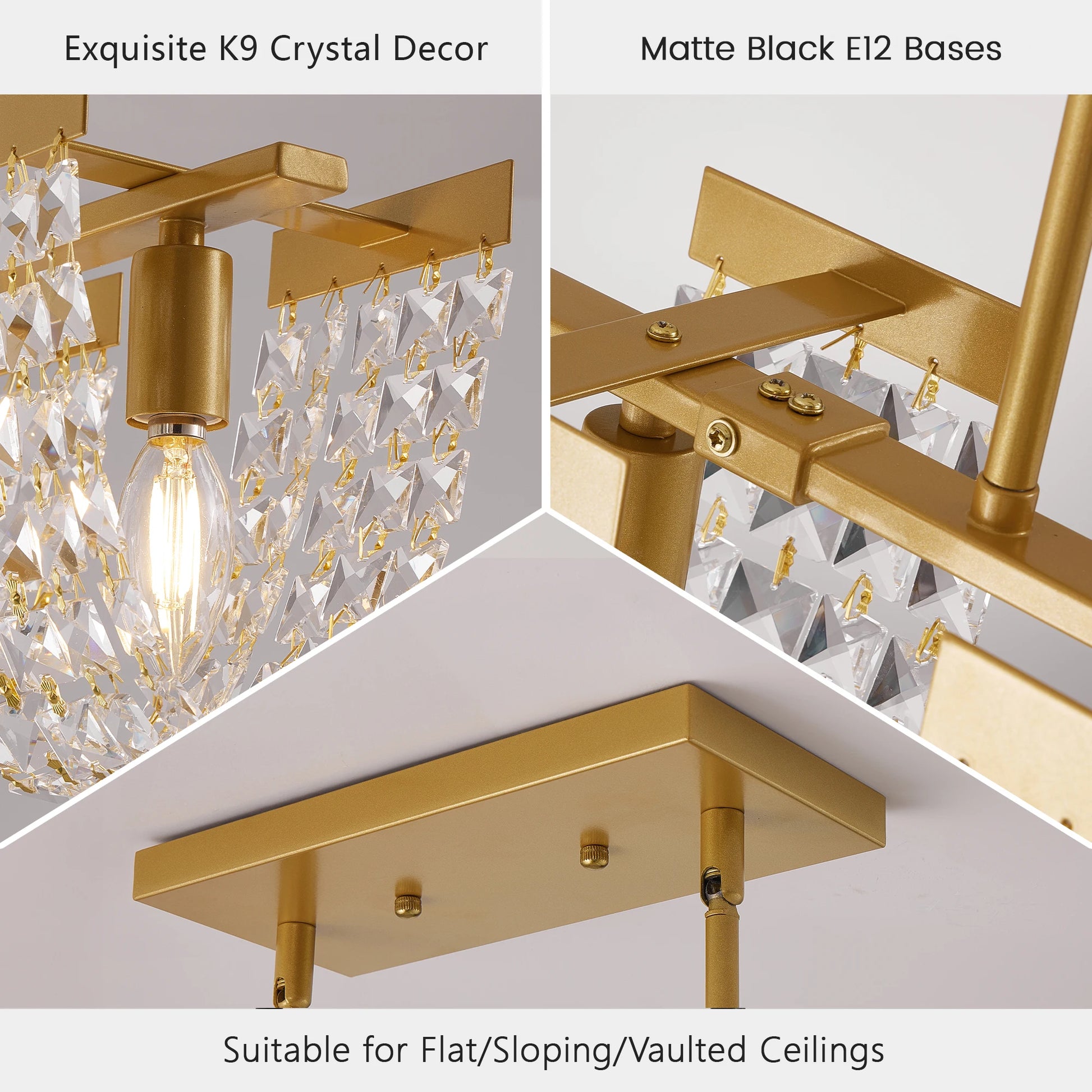 LED 5-Light Luxury Multi-room K9 Black or Gold Chandelier