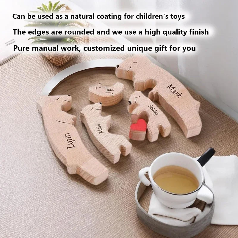 Personalized Customed Wooden Bear Family Puzzle