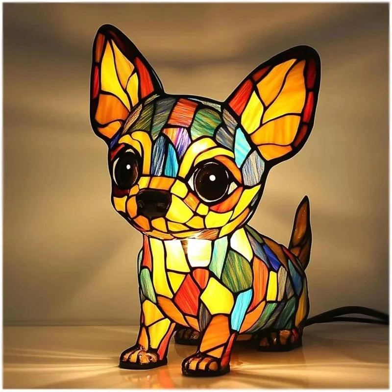 LED Various Dog Breeds Tabletop or Desktop Stained Resin Night Light