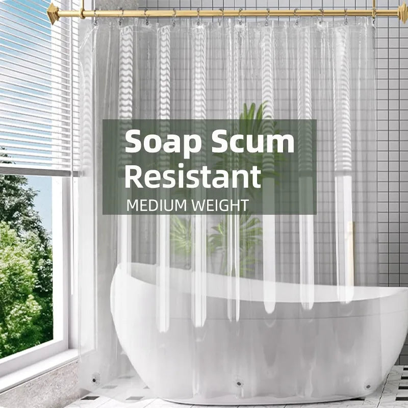72" x 84" Extra Long Clear Plastic Waterproof Inside Shower Curtain Liner with Grommets and Magnets