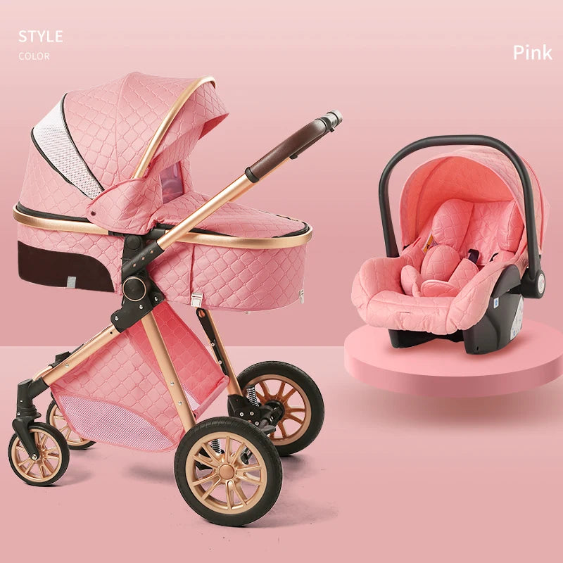 Luxury 3 in 1 Baby Stroller, Cradle and Infant Carrier with Multiple positions