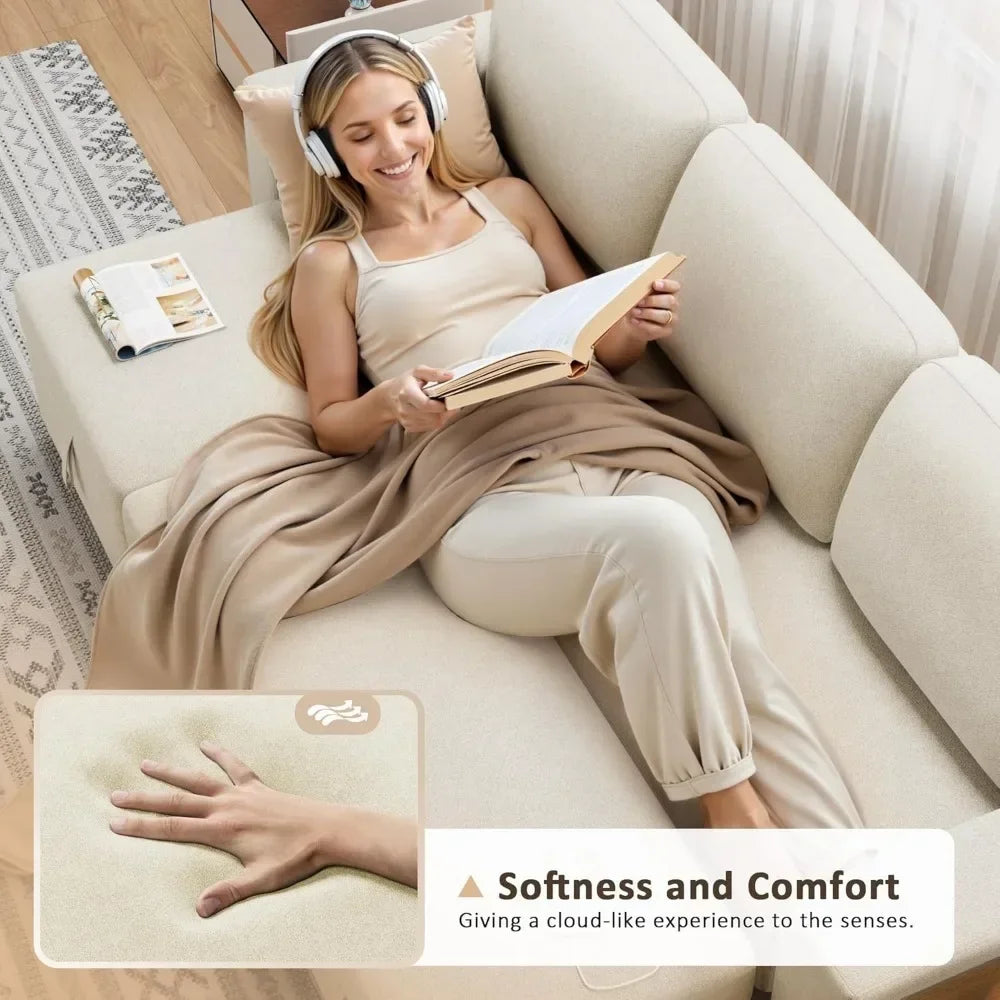 Sleeper Sofa with Built-in Large Storage and 2 Bookshelves and USB.