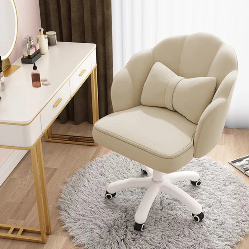 Velvet Petal or Butterfly Chair used as Vanity or Desk Chair with Bow Pillow. Various colors.