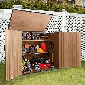 Large Metal Frame Garden Storage Shed With Shelves