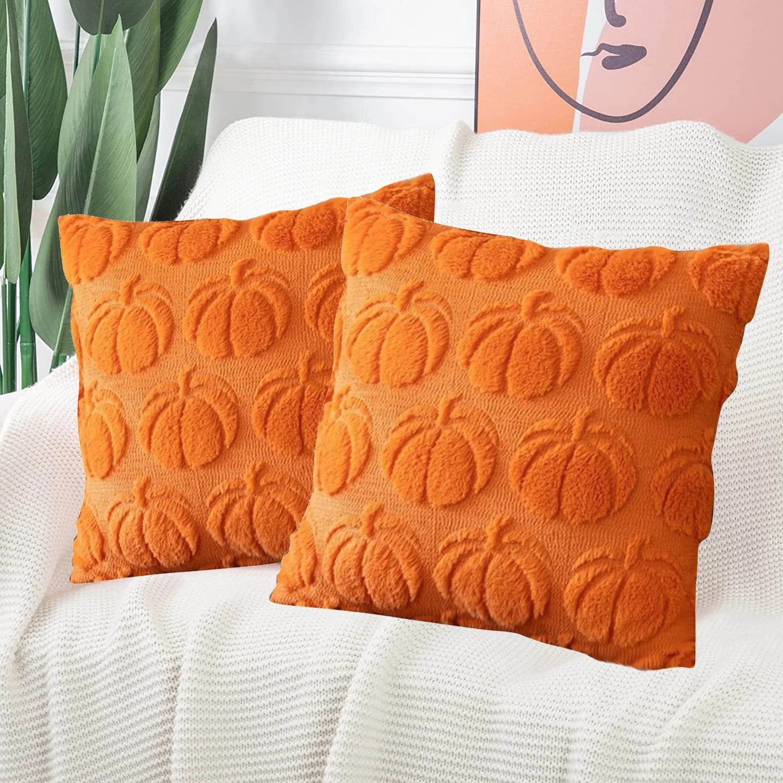 Fall Pumpkin Design Pillow Covers, 17.7" x 17.7 "