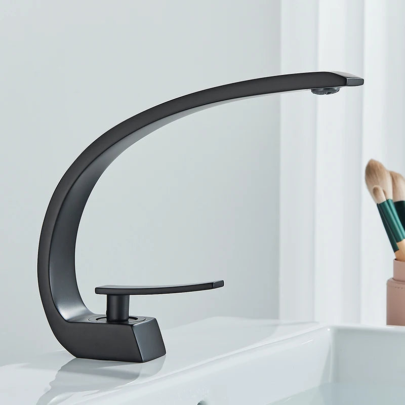 Luxury Black Deck Mounted Sink Faucet for Bathroom.