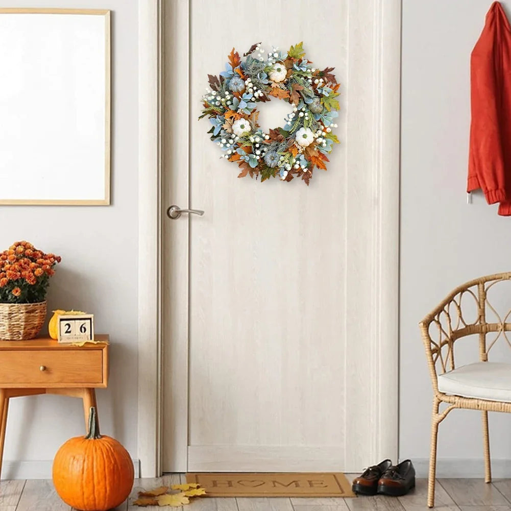 16" Fall  Wreath with Pumpkin and Berry Theme for Front Door, Window or Wall.