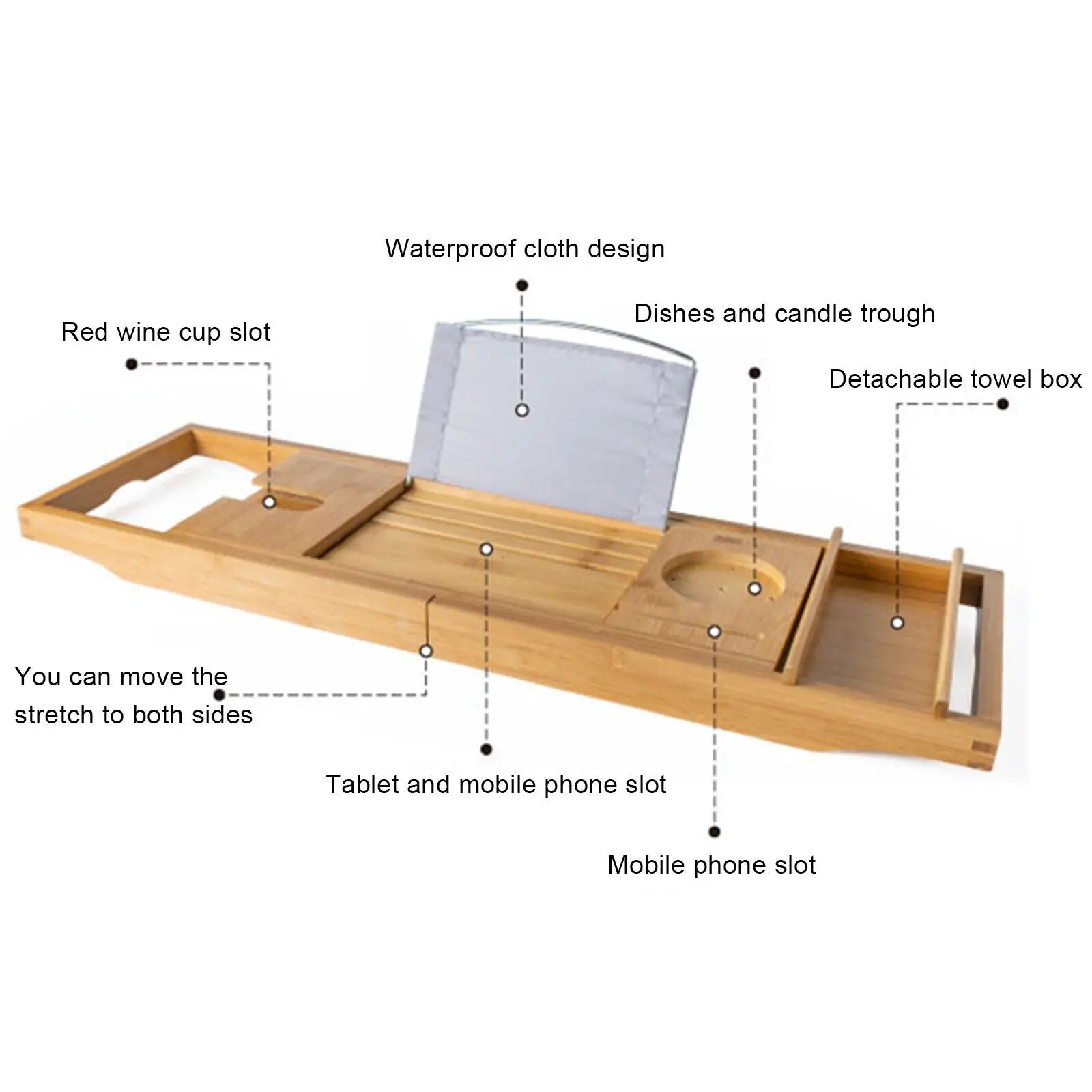 Bamboo Over the Bathtub Caddy Tray