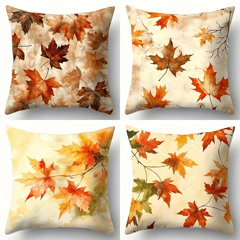 Throw Pillow Cover with Autumn Decor Pattern