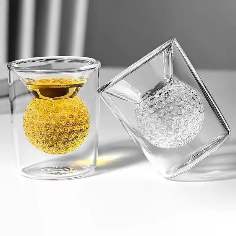 Unique Golf Whiskey Decanter Set with 4 Golf Ball Shot Glasses,