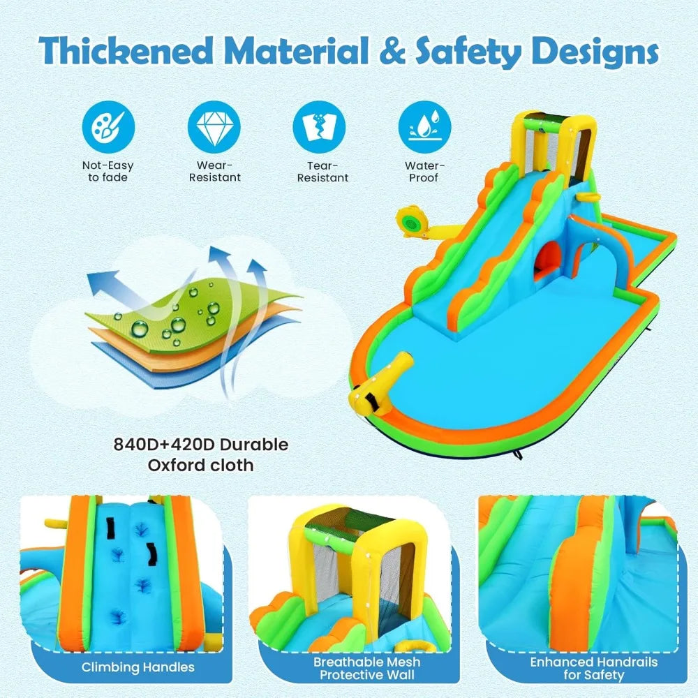 Inflatable Water Slide with Climbing Wall and Bounce House
