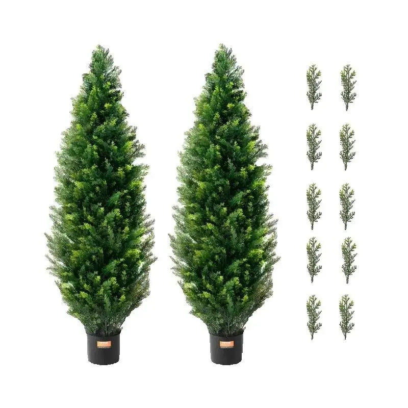 Artificial Cedar Topiary Tree  for Outdoor Home Decor with ten extra leaves.