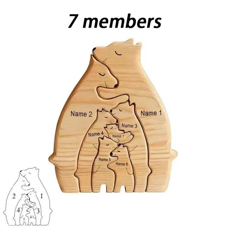 Personalized Customed Wooden Bear Family Puzzle